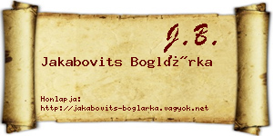 Jakabovits Boglárka névjegykártya
